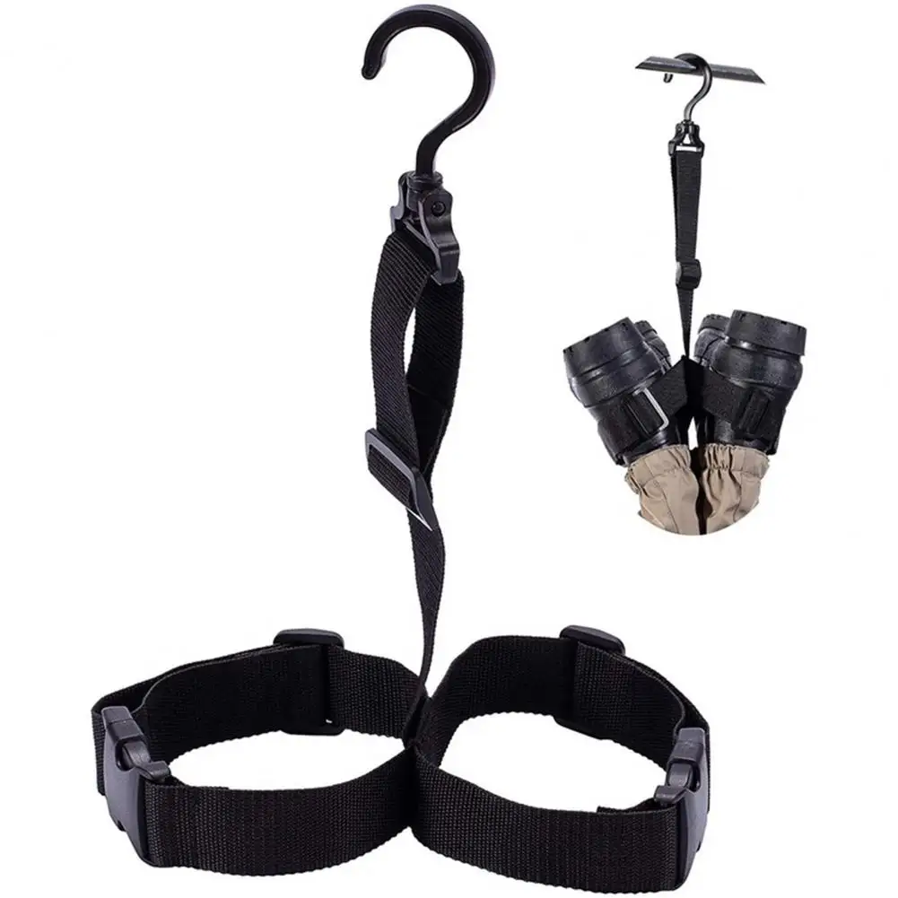 Abs Buckle Boot Organizer Adjustable Fishing Wader Boot Hanger with 360° Swivel Hook Polyester Drying Strap Rack for Winter