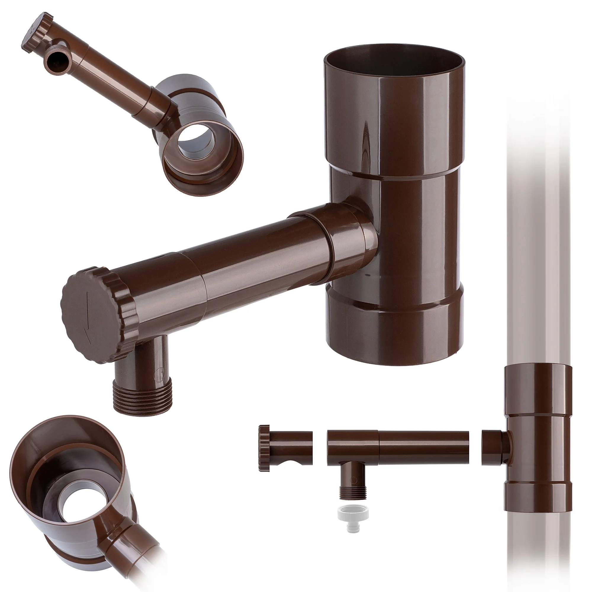 Capteur d'eau de pluie avec vanne de gouttière, 80mm