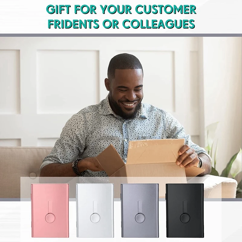 4 Pack Business Card Case Thumb Drive Business Card Case Pocket Metal Card Case For Credit ID Card