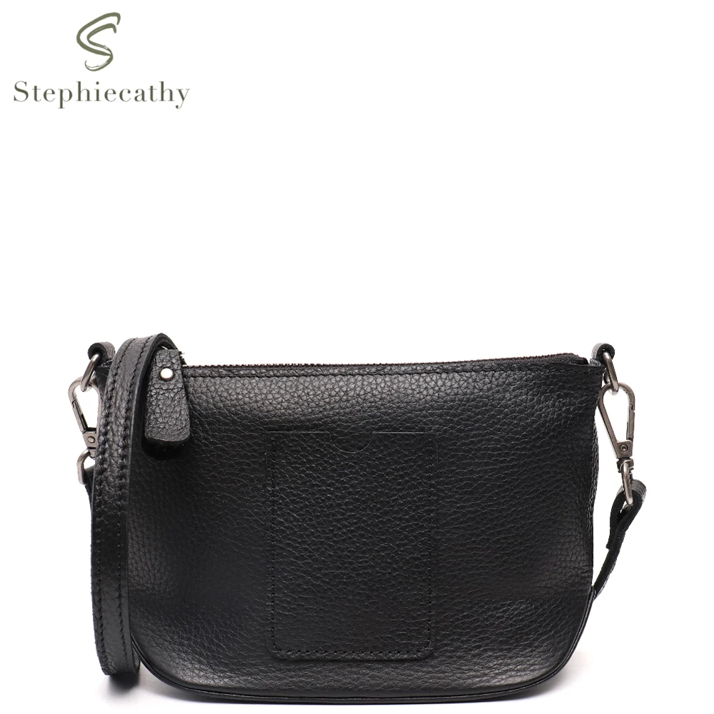 SC Brand Casual Genuine Leather Women Crossbody Bag Simple Daily Functional Zip Purse Small Female Soft Cowhide Shoulder Handbag