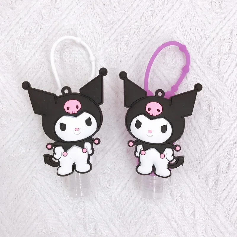 Kuromi Hand Sanitizer Bottle Cute Cartoon Silicone Portable Reusable 30ml Women Girl Keychain Travel Hand Sanitizer Bottling