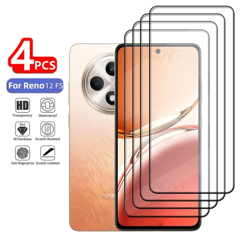 

1/2/3/4PCS For Reno 12FS Glass OPPO Reno 12FS Reno12 FS 5G Tempered Glass Phone Full Cover Glue 9H HD Screen Protector Reno 12FS