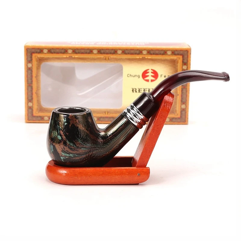 Detachable curved laminated wood pipe with personalized creativity, short snake pattern resin pipe