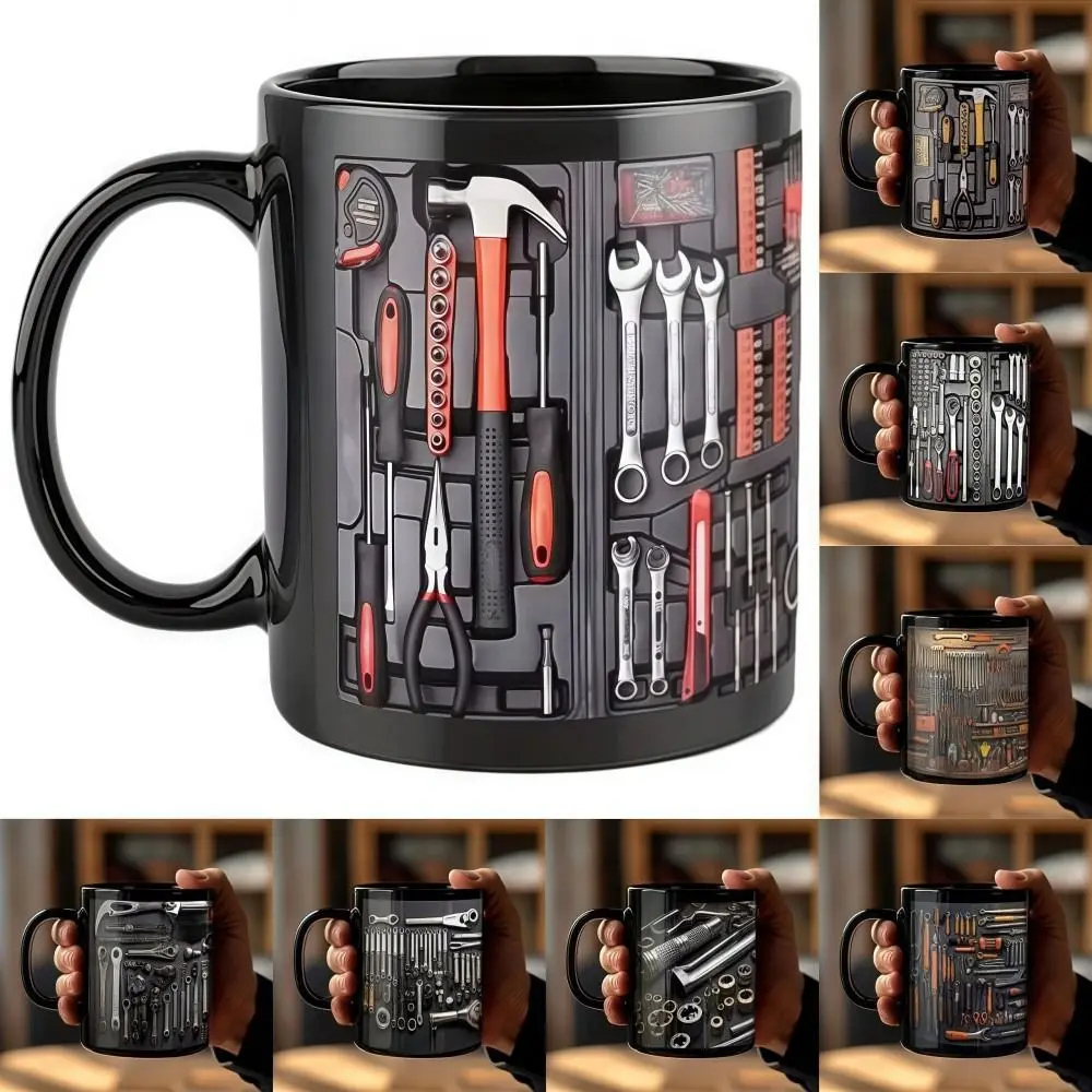 Funny 325ml Mechanic Coffee Mug Ceramic Wrench Pattern Water Cup Toolbox Design Sturdy Mechanic Mug Auto/Car Mechanic Gift