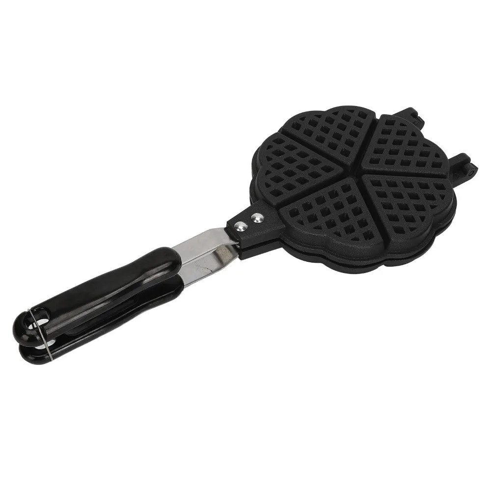 

Aluminum Alloy Waffle Maker Pan Heart PP Handle Mini Waffle Maker Long Handle Non Stick Stovetop Waffle Skillet Family Breakfast