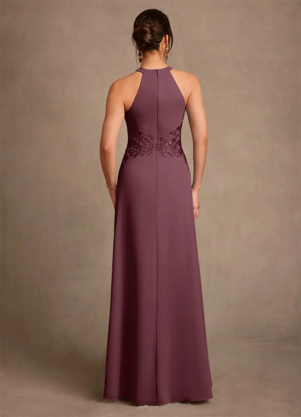 Mother of Bride Dresses Halter Mother of the Bride Dress Pleated Applique Evening Gown Elegant Mother Dress for Wedding Party