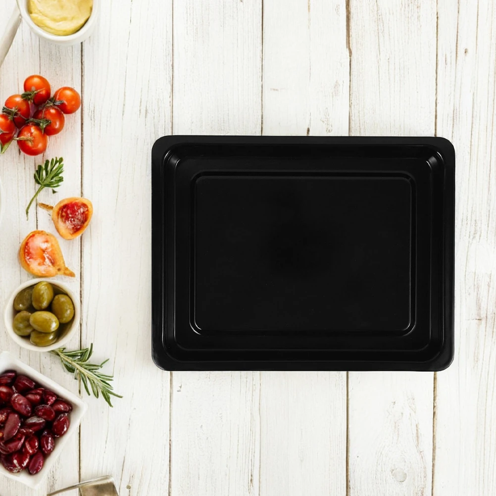 

2pcs Commercial Enamel Baking Set Black Heavy Duty Oven Tray For Bakeries Restaurants Reusable Roasting Pan Baking Sheets For