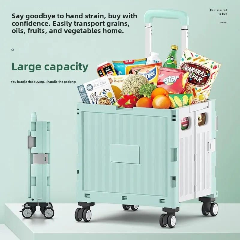 

Portable Shopping Cart for Elderly Outdoor Camping Vegetable Buying Small Pulling Car Stalls Alloy Material Retractable Handle
