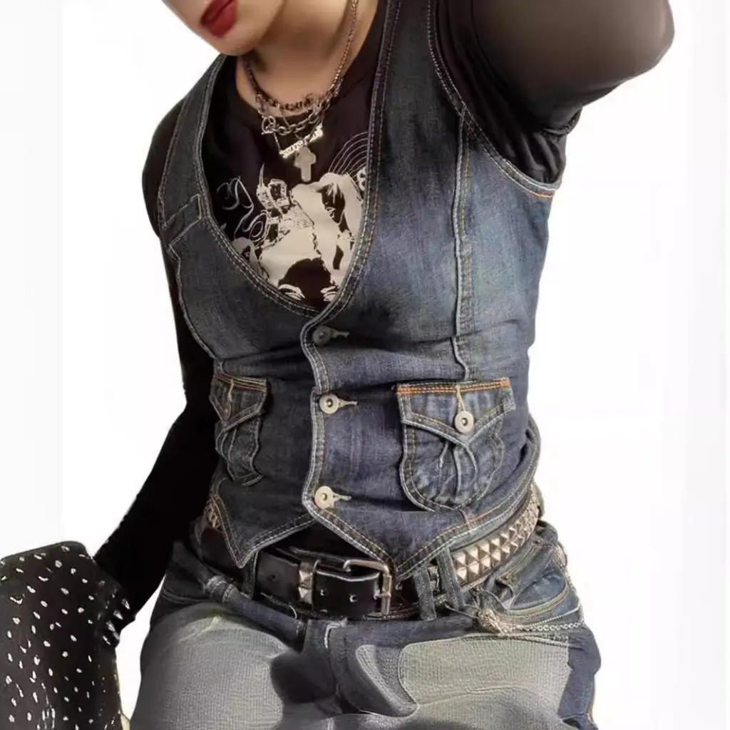 

Slim-fit Retro Denim Vest for Women European And American Style Fashion Outerwear