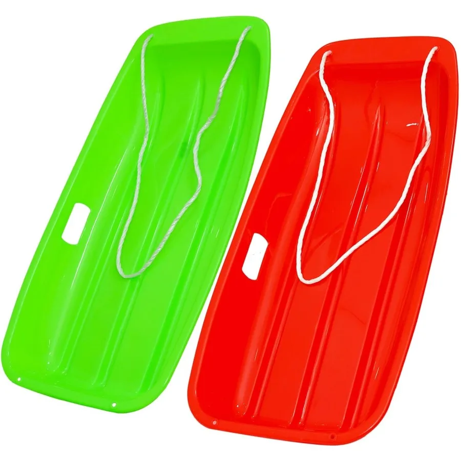 

Snow Sled for Kid and Adult Includes Resistant Handles and Ropes 1-2 Riders Winter Skiing Outdoor Sledding Gift Red