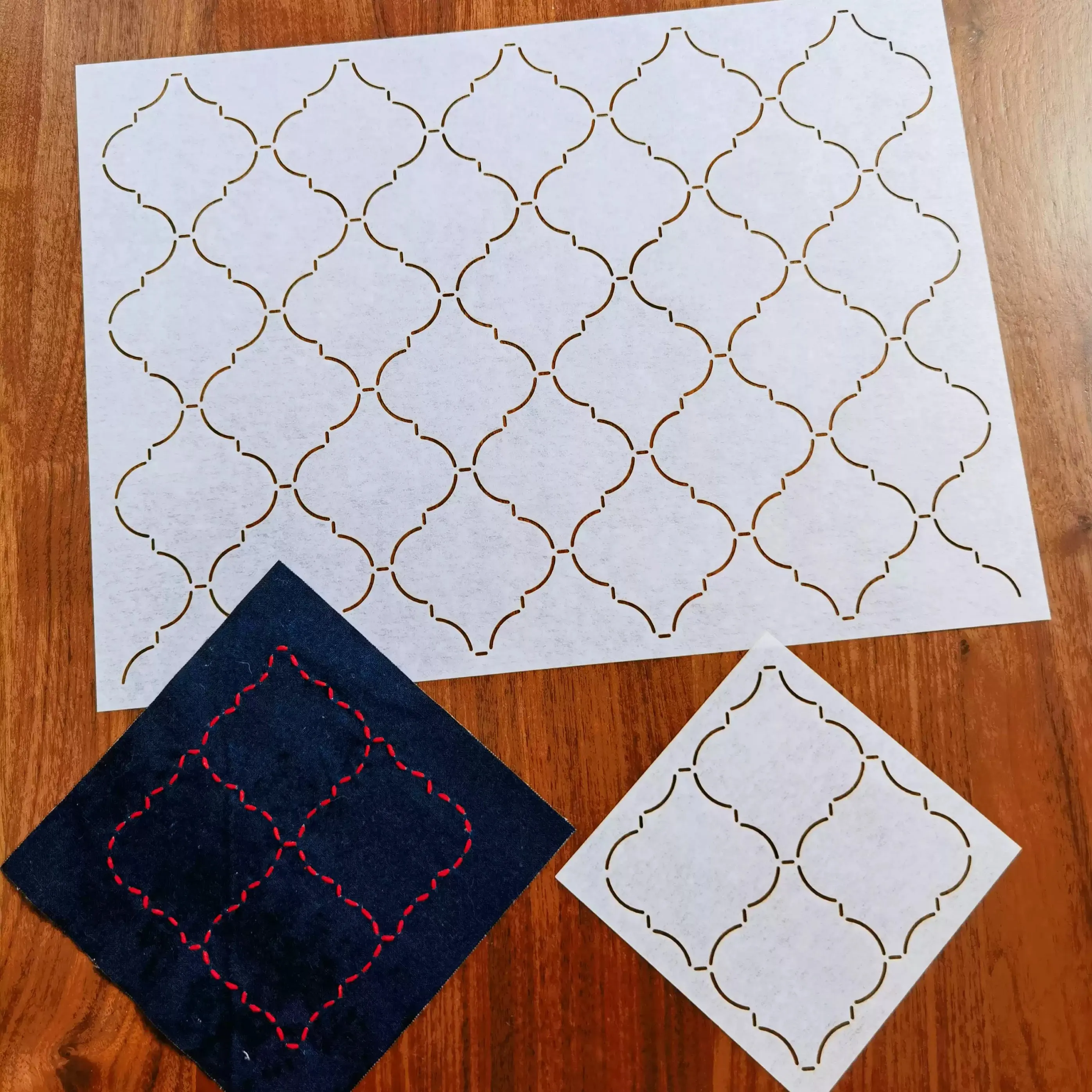 Sashiko Template Lantern Pattern Embroidery Stencil Reusable PET formwork for Embroidery,coaster Fabric Drawing tool