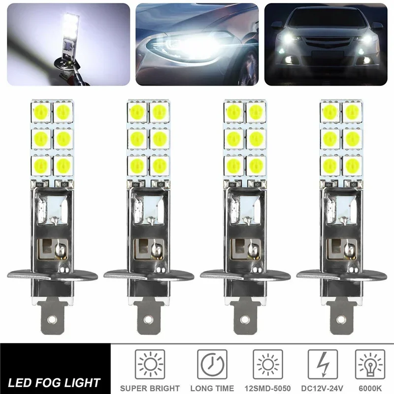

2pcs H1 LED Headlamp Bulb 6000k 55W High Low Beam White Headlight Fog Driving Light Daytime Running Bulb For Car Part