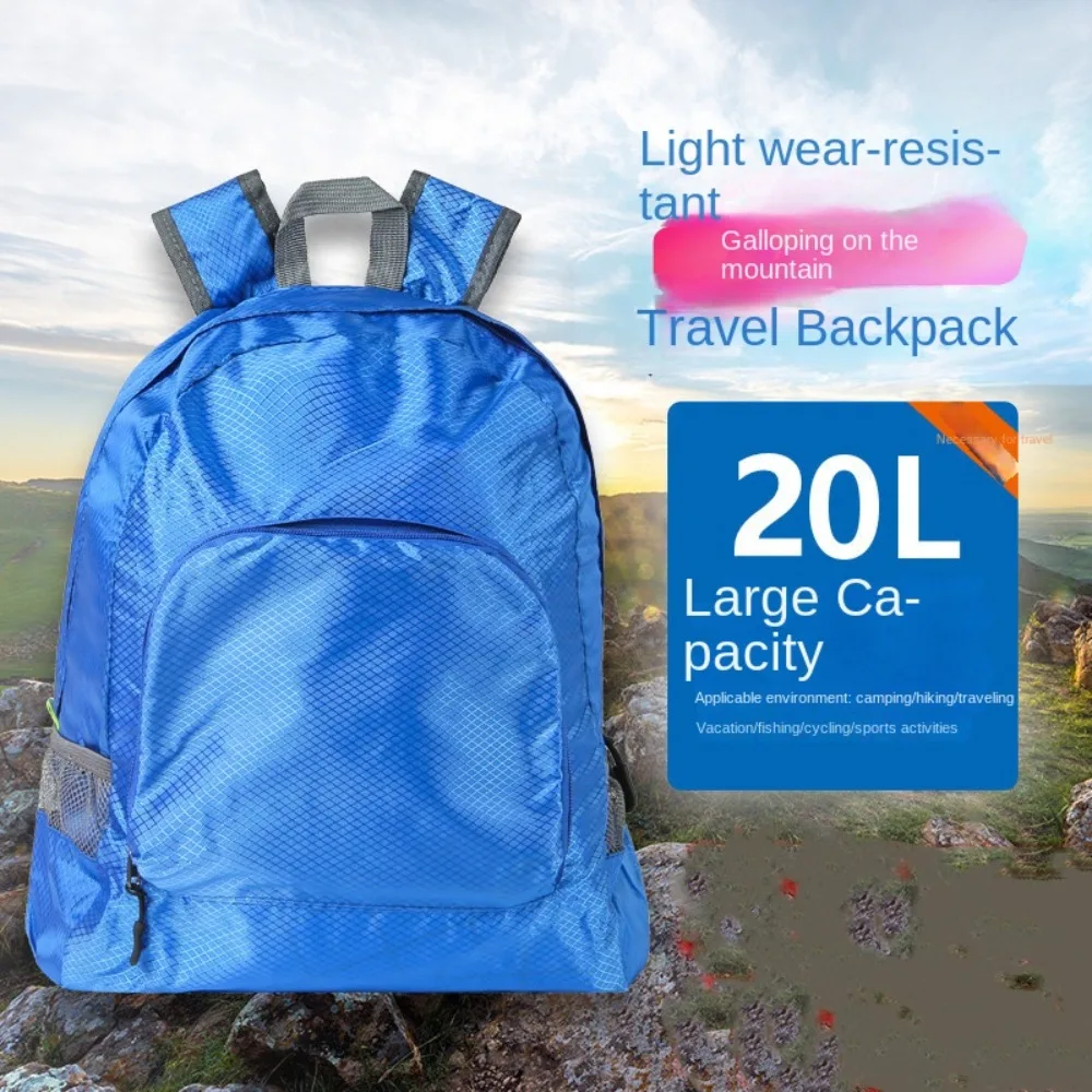 Large Capacity Foldable Ultralight Backpack Waterproof Zipper Outdoor Sports Daypack Polyester Lightweight Sports Knapsack