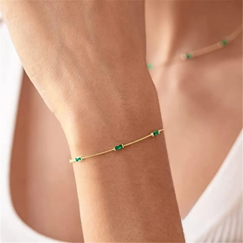 

CANNER New Trend S925 Sterling Silver Colorful Zirconia Bracelet Chain for Women's Gift Fashion Jewelry Gold Bracelets Bangles