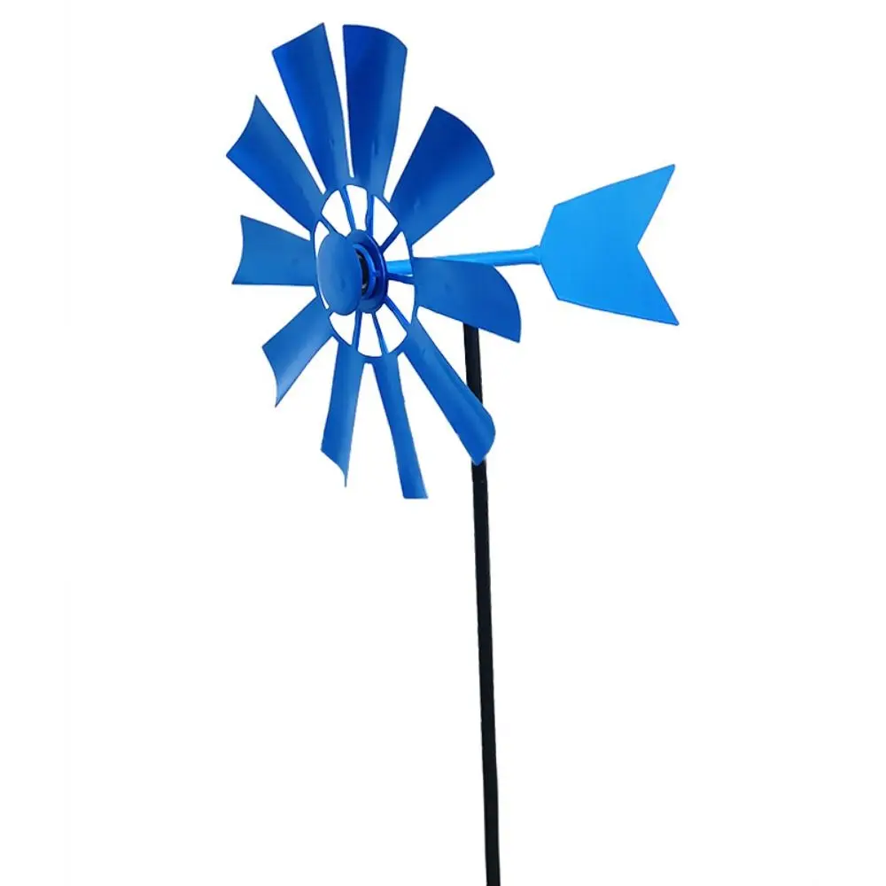 New 24*73cm Wrought Metal Rotating Windmill 8 Colors Metal Landscape Ornament Outdoor Courtyard Yard Windmill
