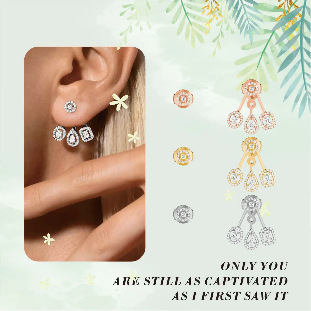 

Classic Fashion Messik - Style Sterling Silver s925My Twin Collection Personalized Fashion Diamond Stud Earrings