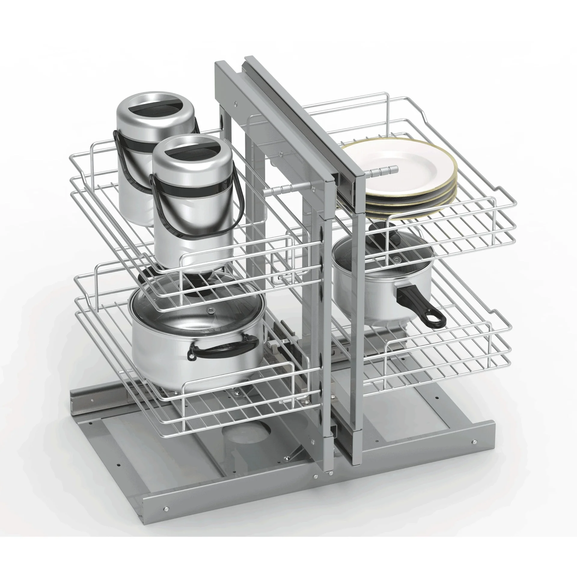 -oo Kitchen Corner Cabinet Pull Out Basket Multi-Layer Blind Corner Organizer Large Capacity Dish Seasoning Storage Rack