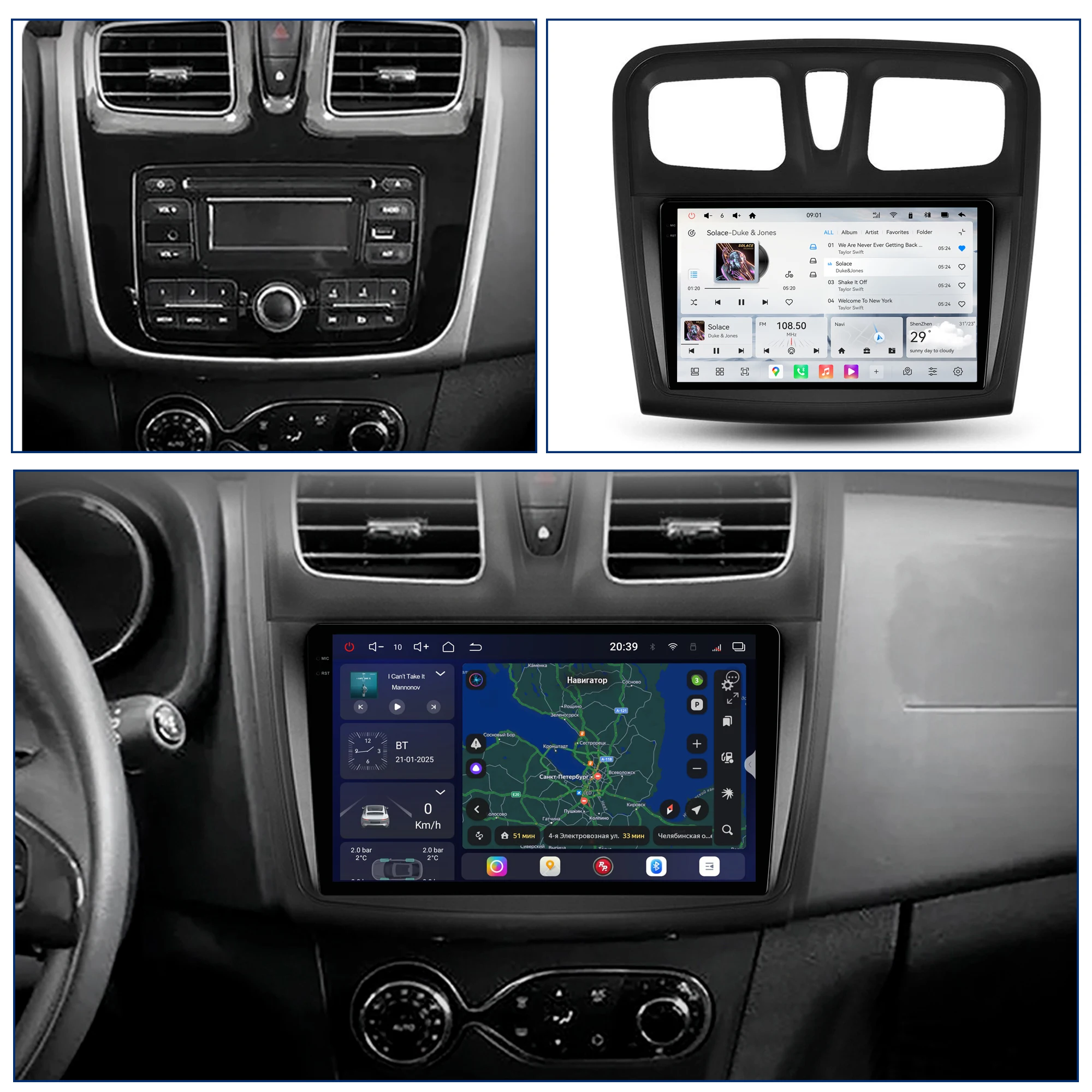 Redpower Crystal Sound 850 Pro Max  Android Car Radio Player Screen for Renault Logan 2 2012 - 2022 Sandero 2  CarPlay Bluetooth