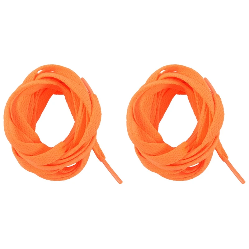 2X Trainers Replacement 8Mm Wide Orange Flat String Shoelace Pair