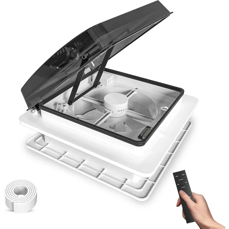 2012 Air Max 14 "تنفيس RV سقف تنفيس عكسها مروحة العادم، صوت منخفض للغاية RV مروحة سقف تهوية الهواء 12 فولت عن بعد مع المطر S #1