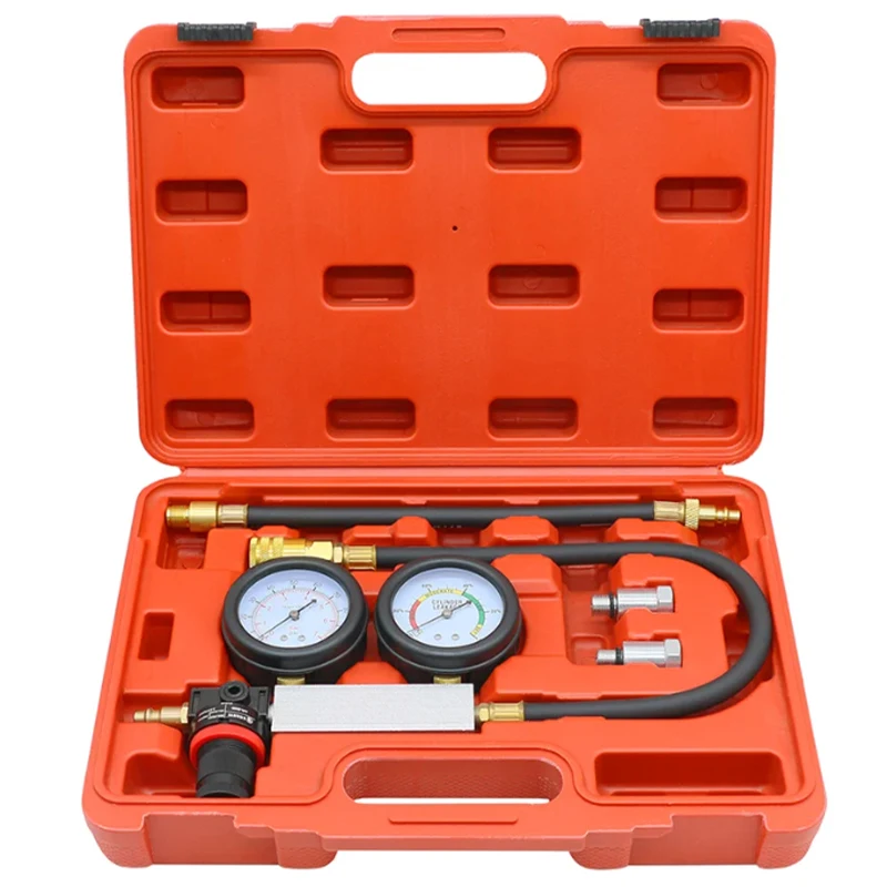 TU-21 Cylinder Leak Tester Compression Leakage Detector Engine Petrol Leakdown Detection Test Set Double Gauge  Automotive Tools