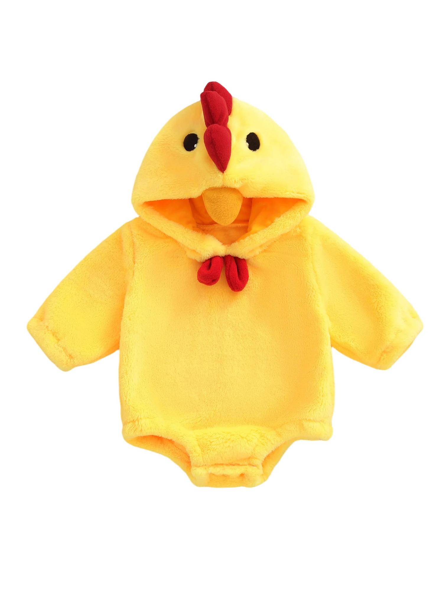 

Toddler Girls Halloween Costume Jumpsuit with Hooded Plush Cartoon Chicken Design for Cosplay Party Dress Up