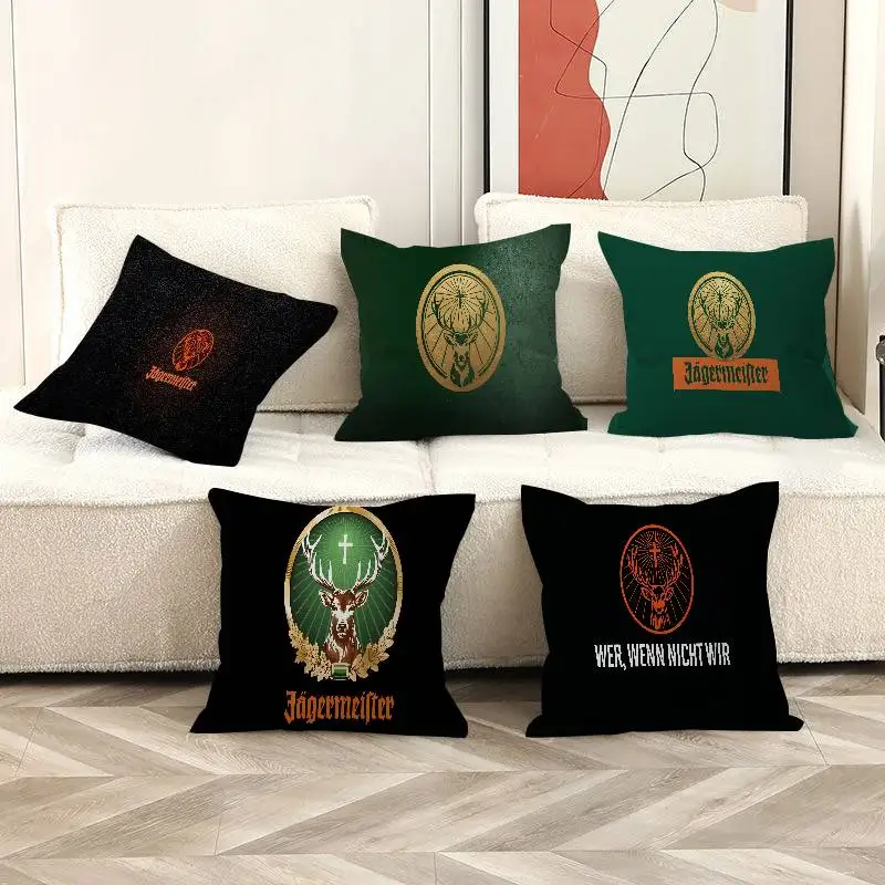 J-Jagermeisteres Logo Maple Design Cushion Cover Happy Autumn Harvest Decor Holiday Decorati Pillow Cover
