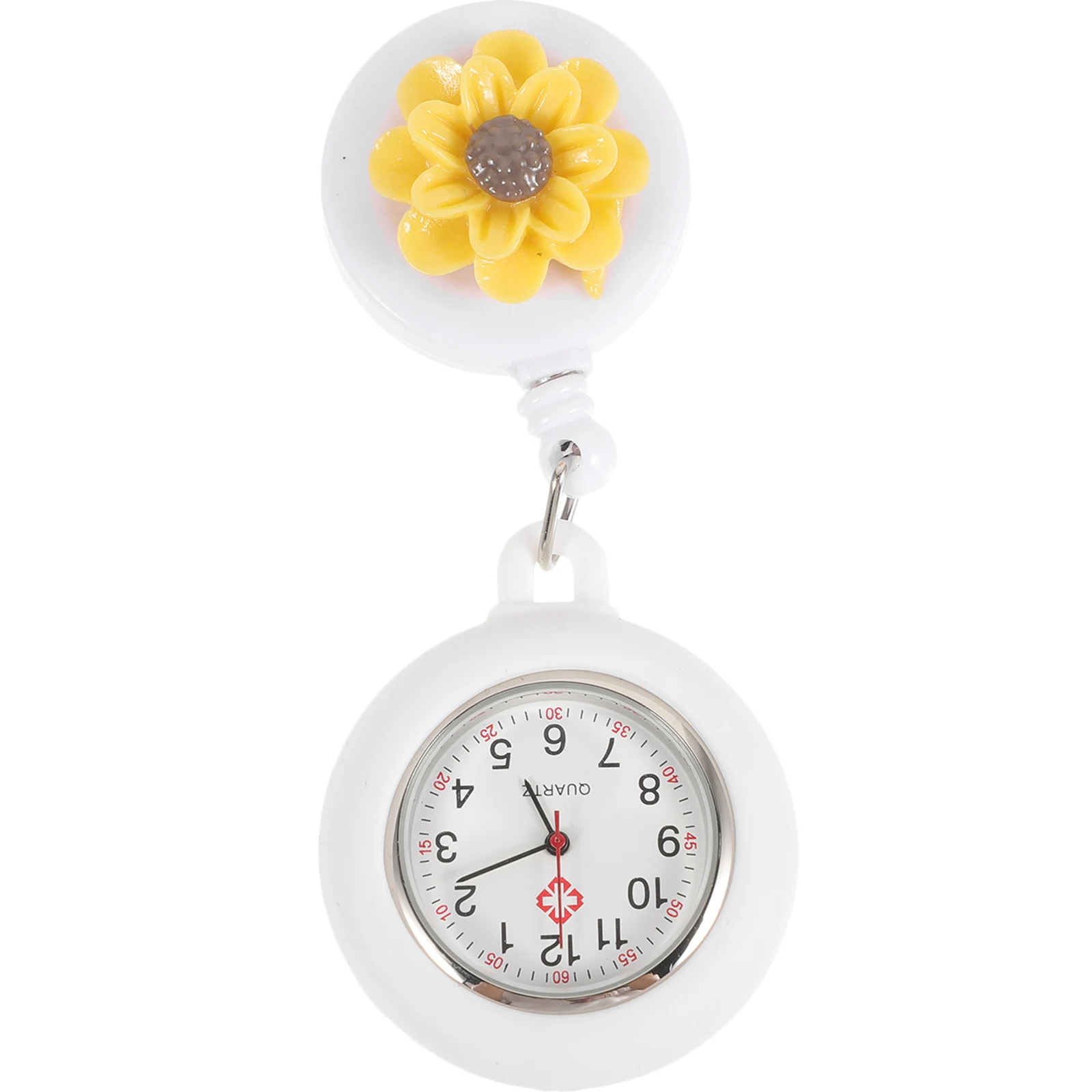 

Retractable Nurse Pocket Watch Clip On Flower Design Silicone Cover Lightweight Portable For Doctors Medical Students Women Men