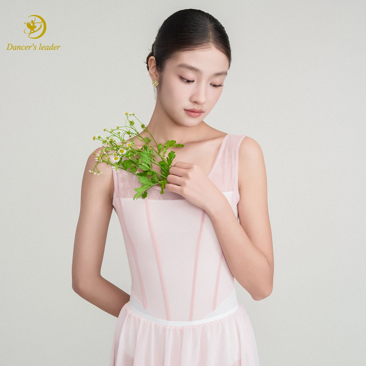 Ballet Jumpsuit Pink Mesh Fishbone Design Professional Adult Feminine Temperament Slimming Dance Yoga Costume
