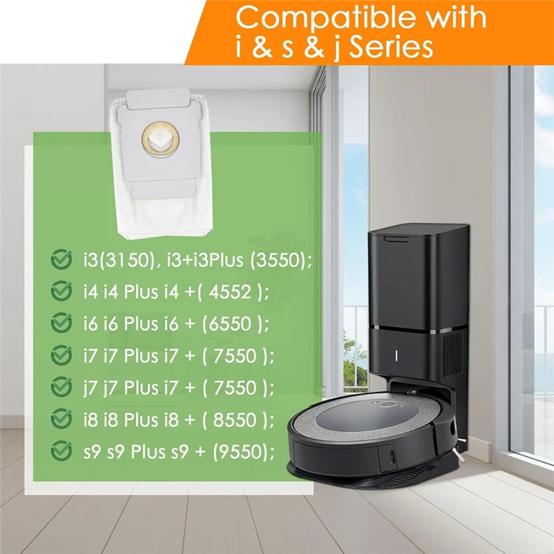 ABKR-12PCS bolsas de vacío de repuesto para Irobot Roomba I7, I7+,I3, I3+, I8, I8+, I4, I4+, I6, I6+, J7 bolsas de polvo para eliminación de suciedad