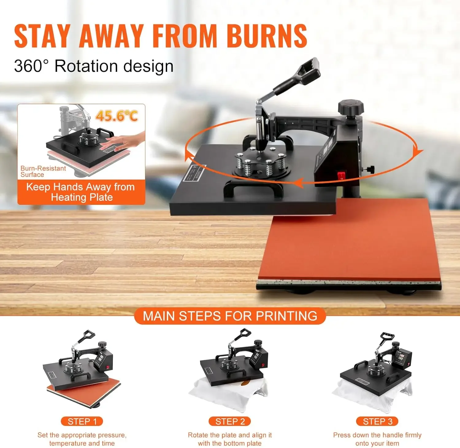 Imagem -04 - Heat Press Machine Digital T-shirt Press Machine 360 ° Swing Away Tumbler Hat Plate 15x15 em Vevor8 em