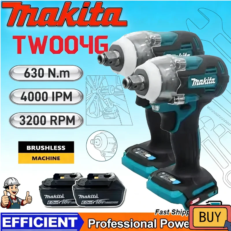 

Бесщеточный аккумуляторный шуруповерт Makita TW004G 630Нм 18В, перезаряжаемая дрель-шуруповерт для электроинструментов Makita