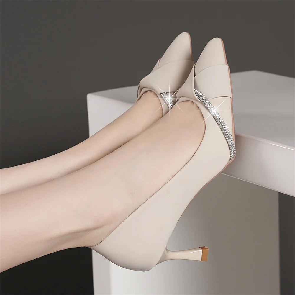 Royal Sister 5CM Beige Middle Heels Fashions Women's Summer French Design Stiletto Sexy Celebrity High-end With Skirt Heel Shoes