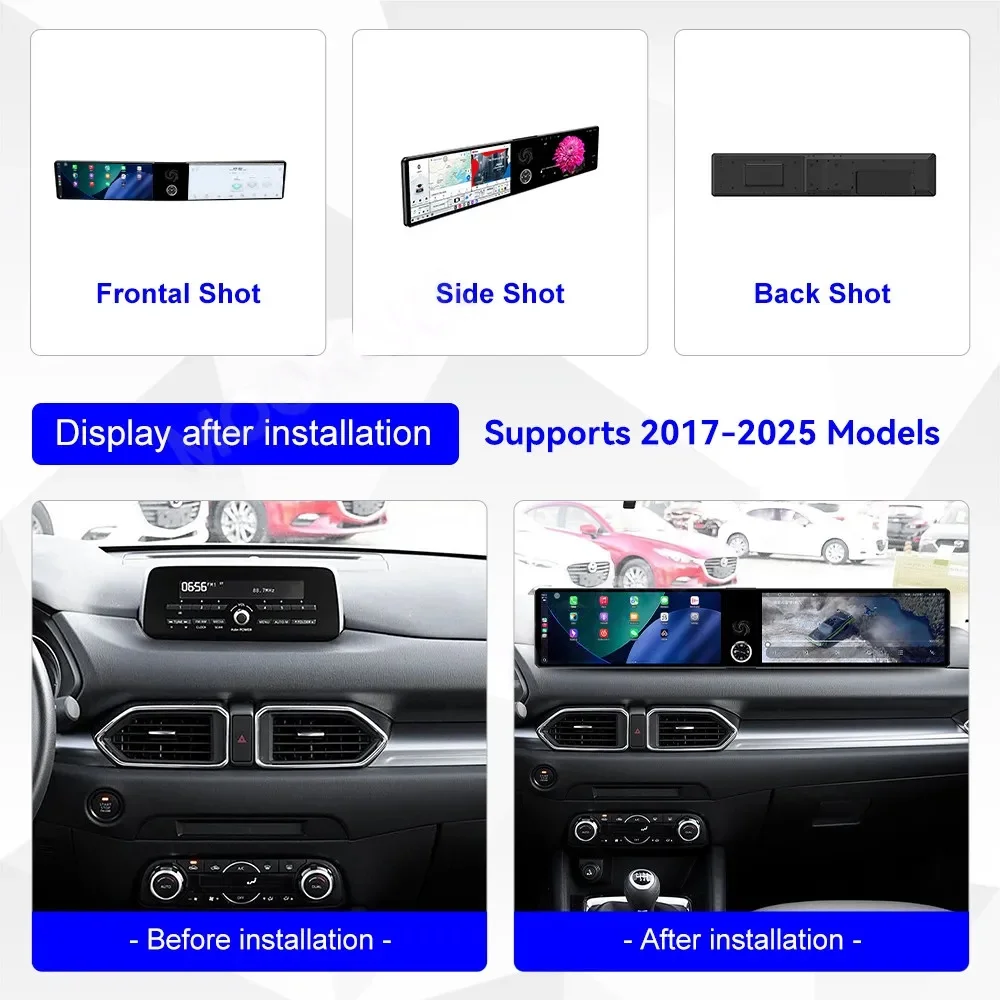 Android For Mazda CX-5 2017-2025 Dual 12.3 INCH Car Radio GPS Navigation CarPlay HD Touch Screen Head Unit Multimedia Player