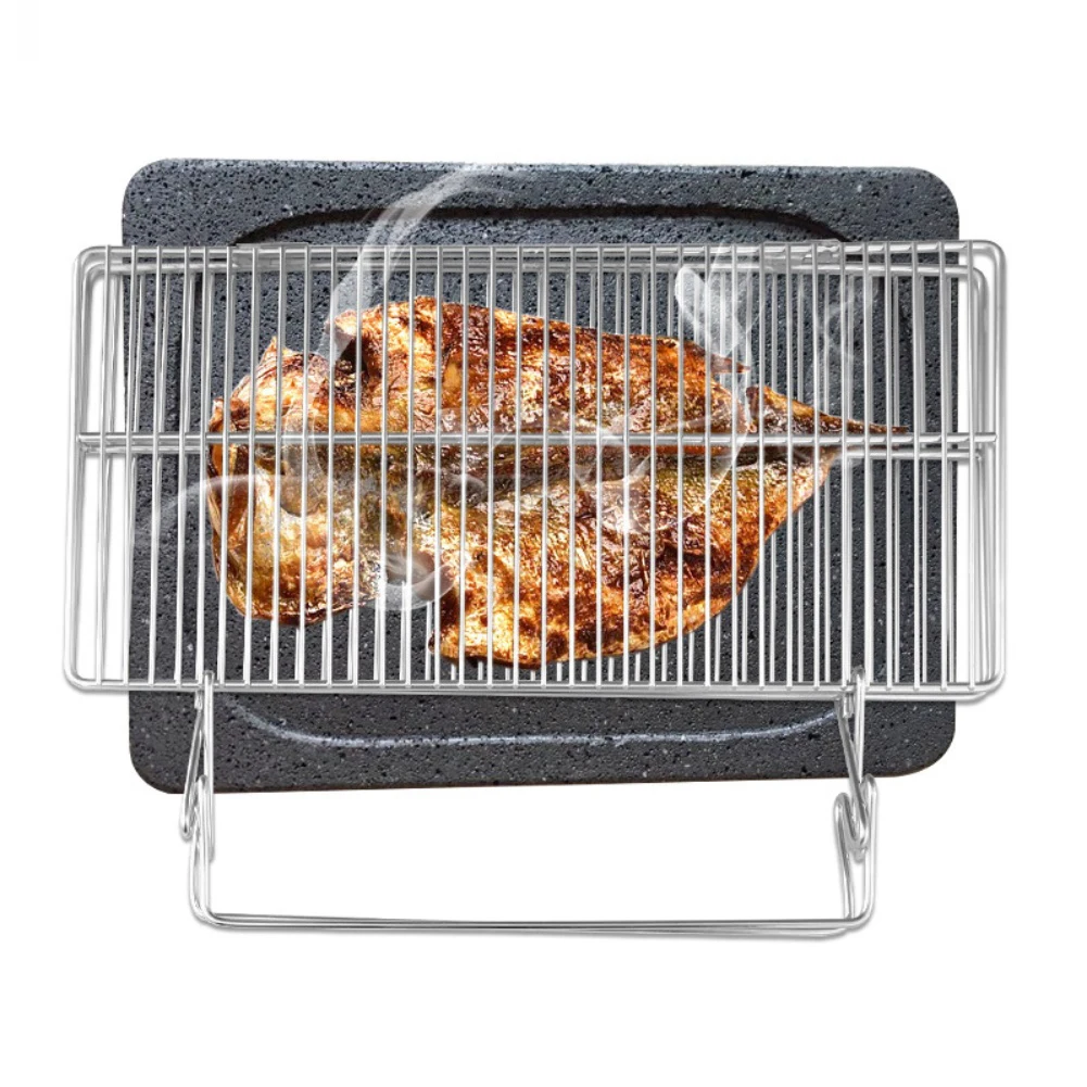 Parrilla de barbacoa plegable portátil de acero inoxidable: perfecta para acampar y asar al aire libre, accesorios para Barbacoa