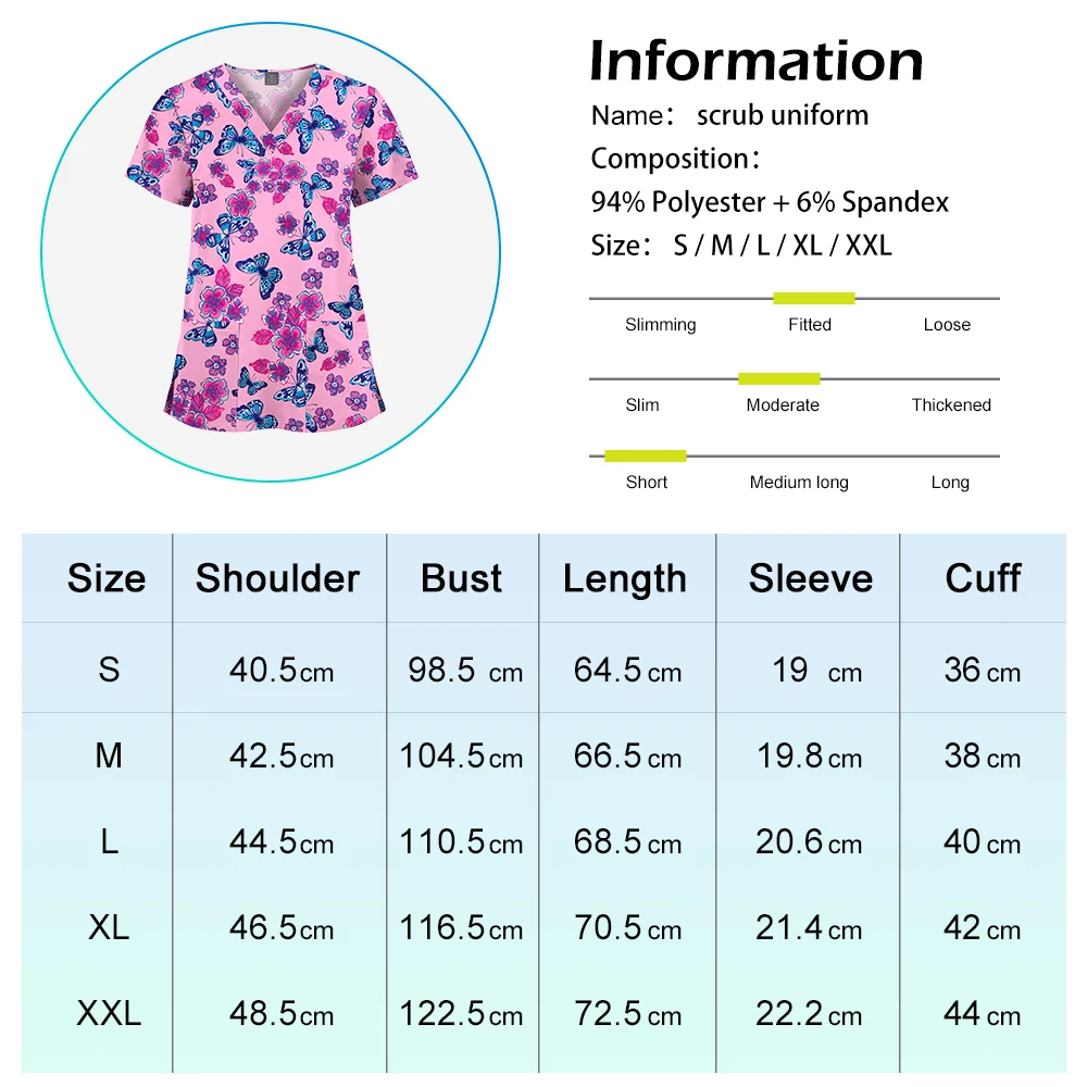 Niaahinn Womens Work T-shirt Stretch Scrubs Nursing Uniform Blouse V-Neck Short Sleeve Medical Scrub Tops with Pockets Wholesale