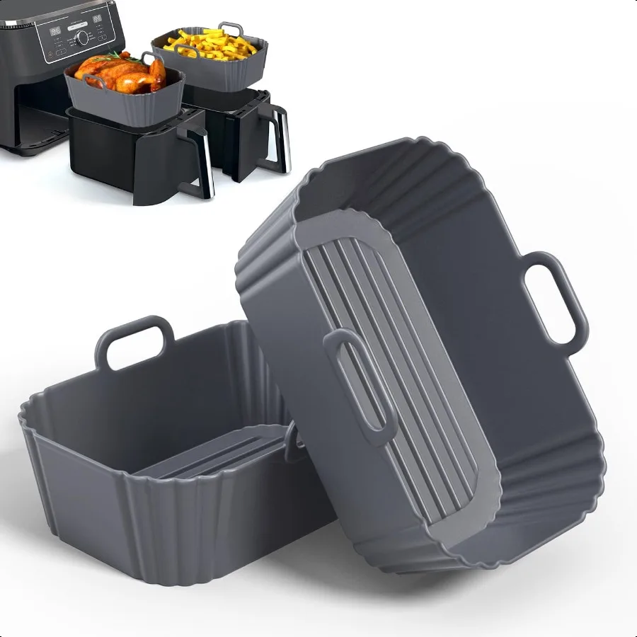 

Silicone Air Fryer Liners 2 Pack Reusable Compatible for Ninja Foodi DZ201 DZ401 DZ550 COSORI Chefman Instant and 6in1 810QT Ba