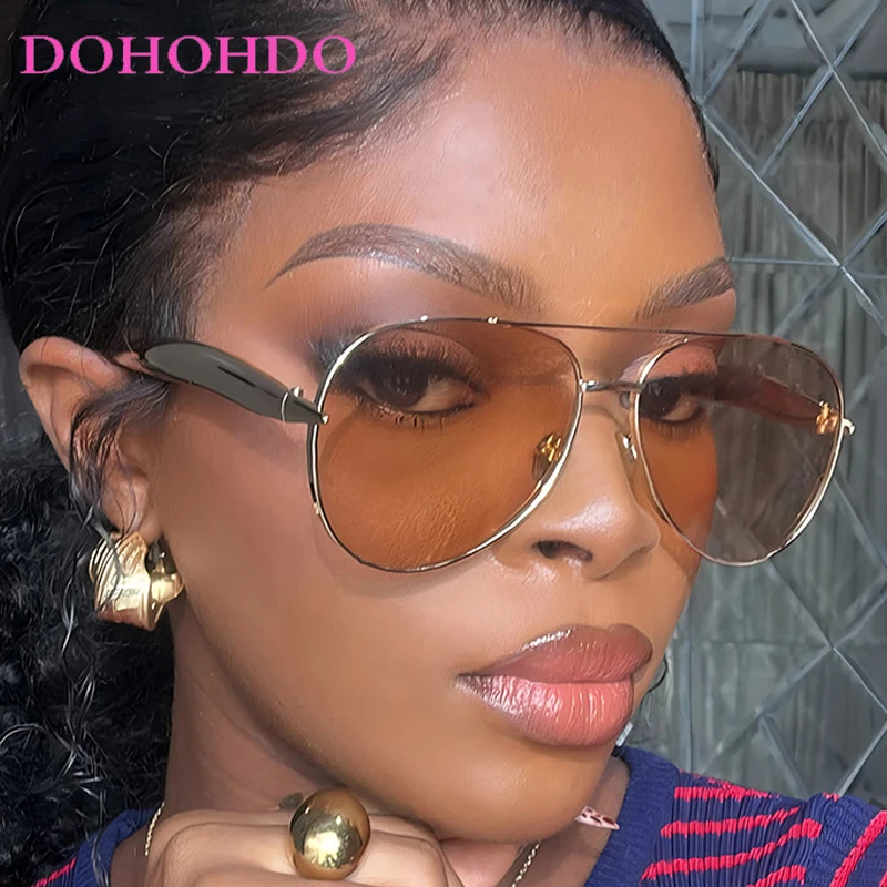 

Fashion Retro Metal Pilot Women Sunglass Luxury Designer Punk Big Frame Sunglass Men Outdoor Driving Travel Eyewear Ladies UV400