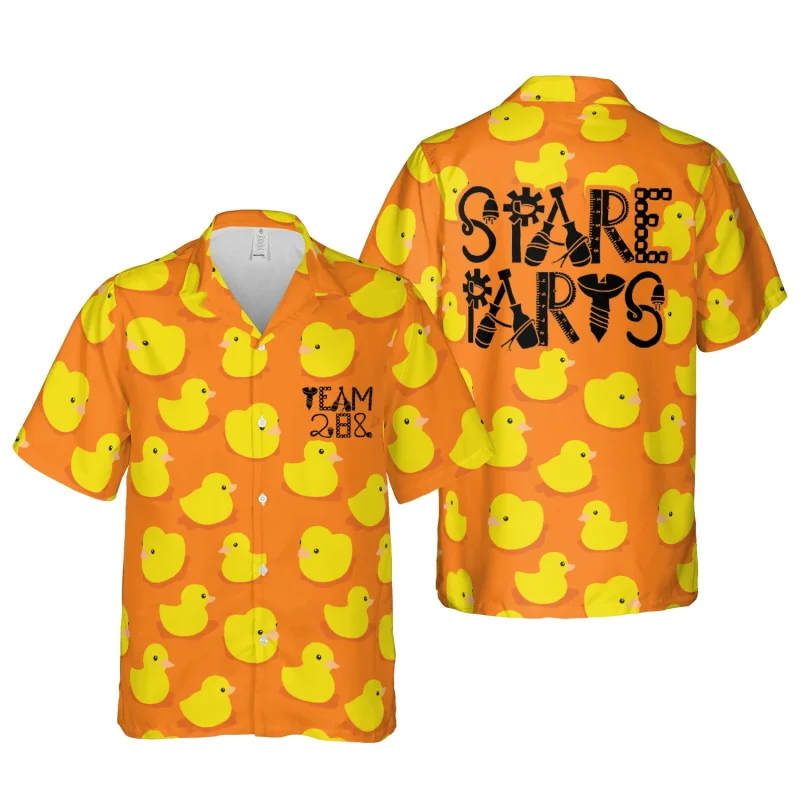 

Гавайская рубашка с желтой уткой и полным принтом для мужчин, повседневная пляжная рубашка с коротким рукавом и воротником с лацканами, одежда, мужская рубашка для серфинга большого размера
