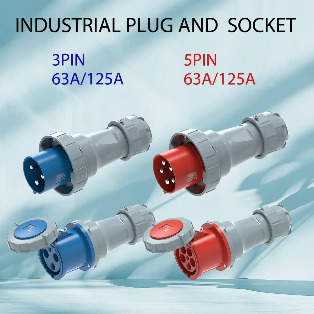 32A 3Pin 2P+E Electrical Wire Cable Outdoor Waterproof Connector Industrial Plug & Sockets 220V-440V IP67 Male Female  plug
