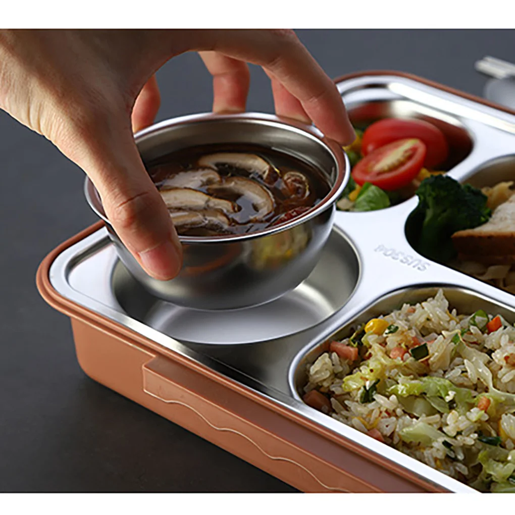 Lancheira de aço inoxidável à prova de vazamento, recipiente de armazenamento de refeição com isolamento térmico, marrom, L