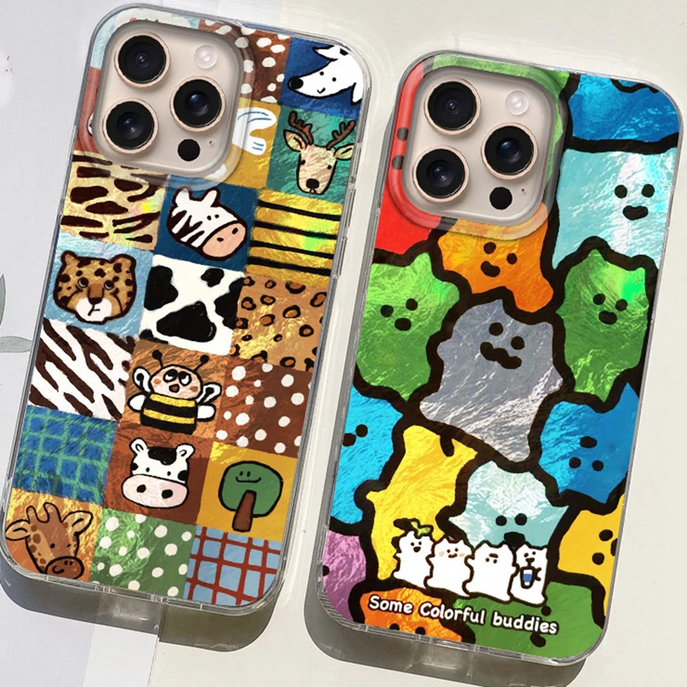 

Graffiti Cartoon Animal Cat Case For Apple iPhone 16 15 14 13 11 12 Pro Max 16e 7 8 Plus X XS XR SE Girl Women Funda Cover Coque