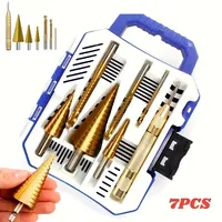 7Pcs/Set Step Drill Bit Slot Center Punch Spiral Twist Saw Straight Groove Titanium Milling Cutter Broaching Hole Opener Tools