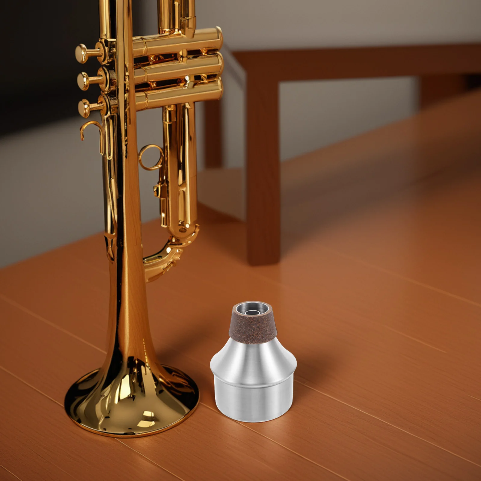 

Metal Beginner Trumpet Mute Aluminium Alloy Accessories Practice Straight Replacement Muffler for Beginners