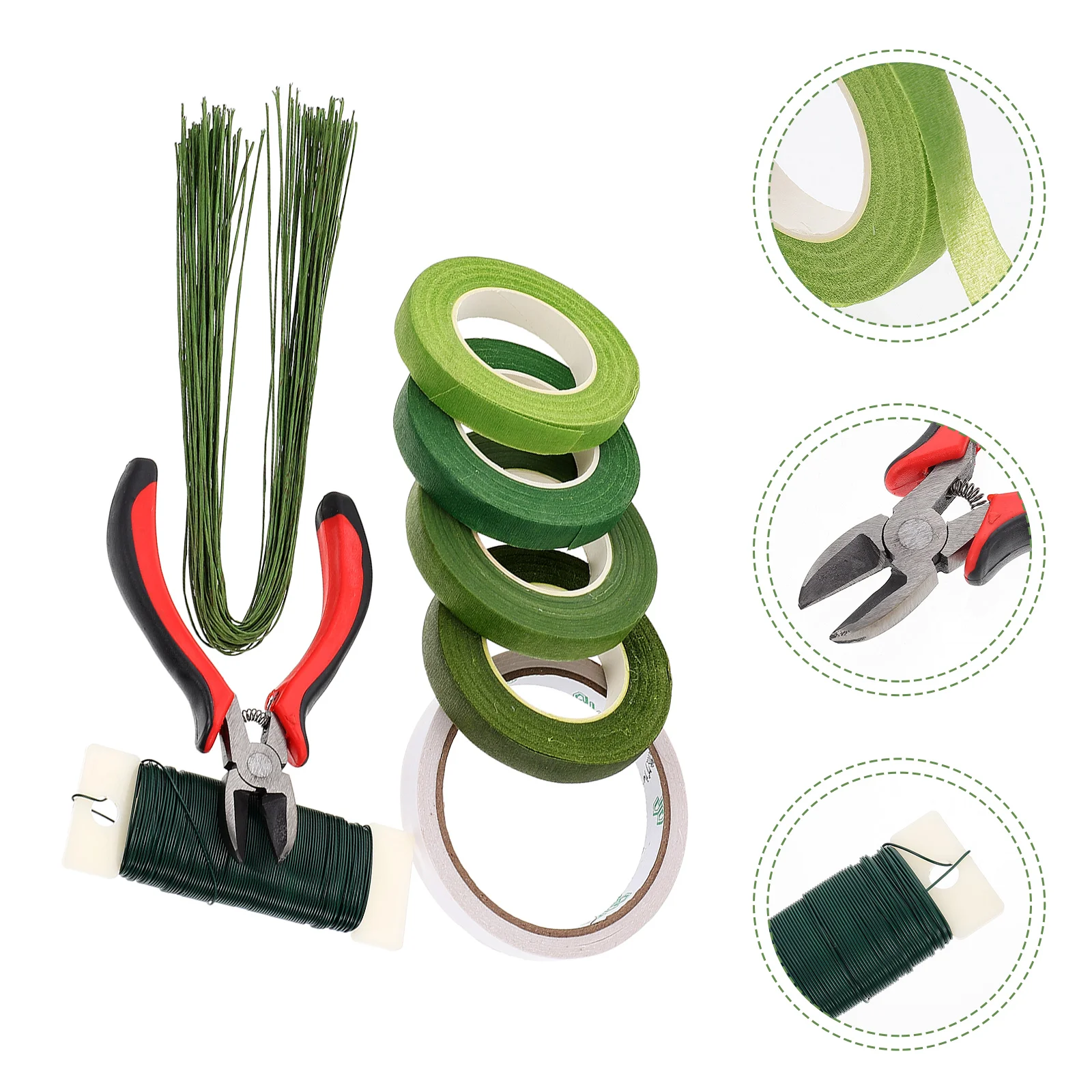 

Flexible Double-Sided Tapered Flower Pole Bendable Artificial Flowers Support Sticks for Wedding Bouquets Home Decoration Green