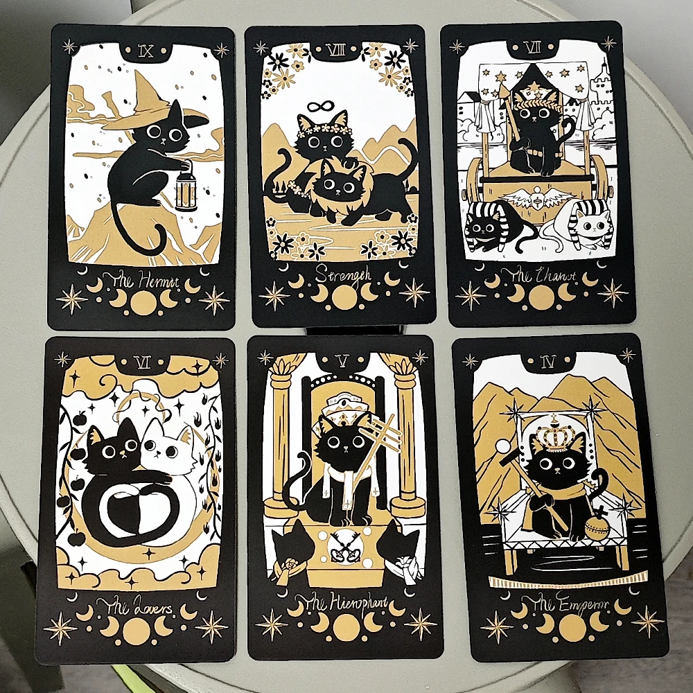 Adorable Cat Tarot Deck 10.3*6cm, 78 Cards Deck Black