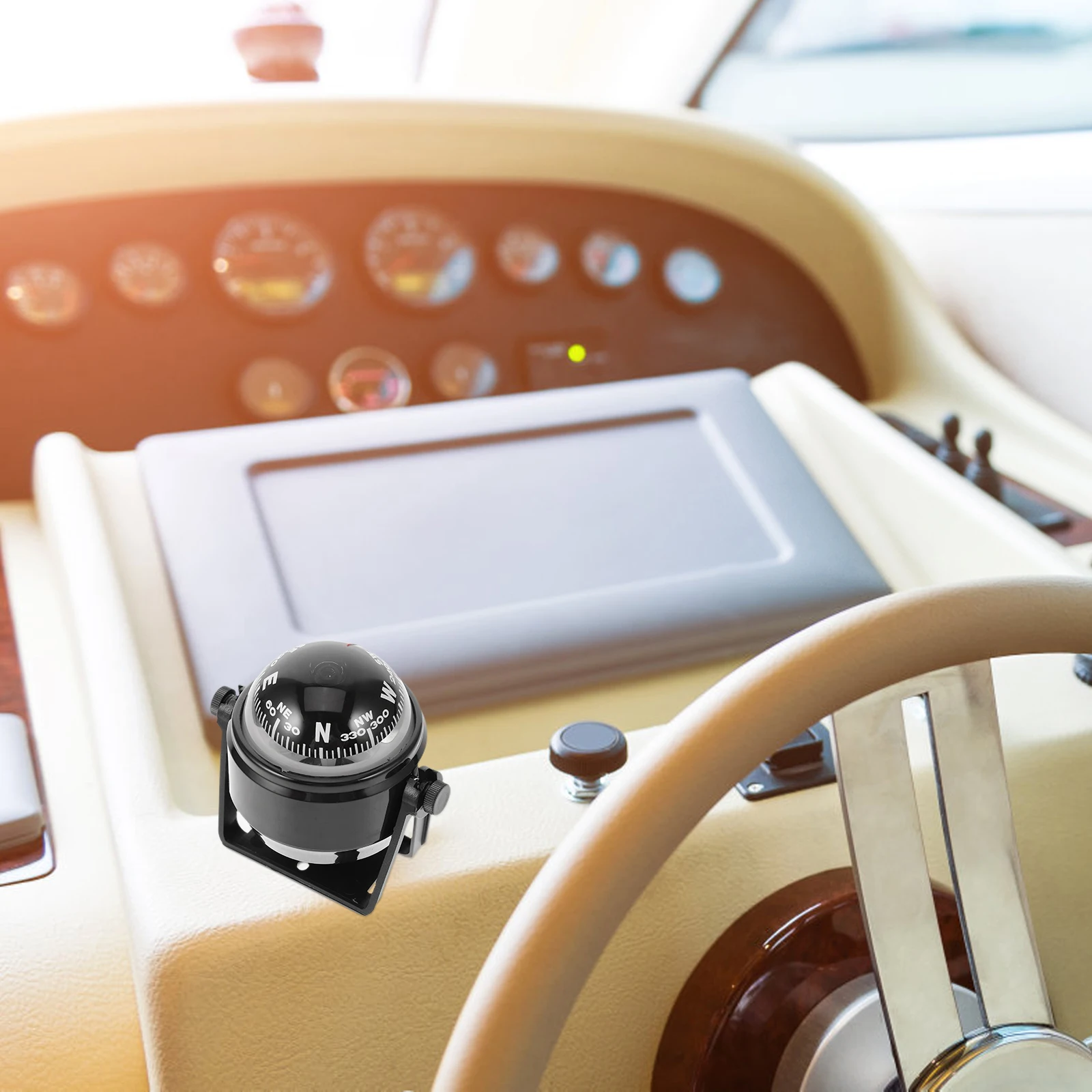 

Car Compass Dash Mount Round Boat ATV Motorcycle Navigation Tool Compact Multifunctional Marine Flares Compatible Dashboard High