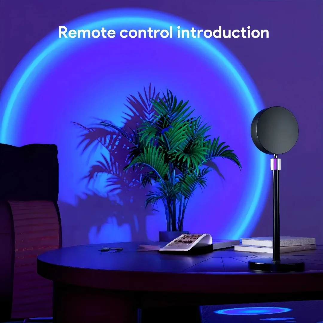 RGB Sunset Lamp LED, Mini USB Table Light Remote Control Projector for Bedroom Bedside Photography Home Party Gift Decor
