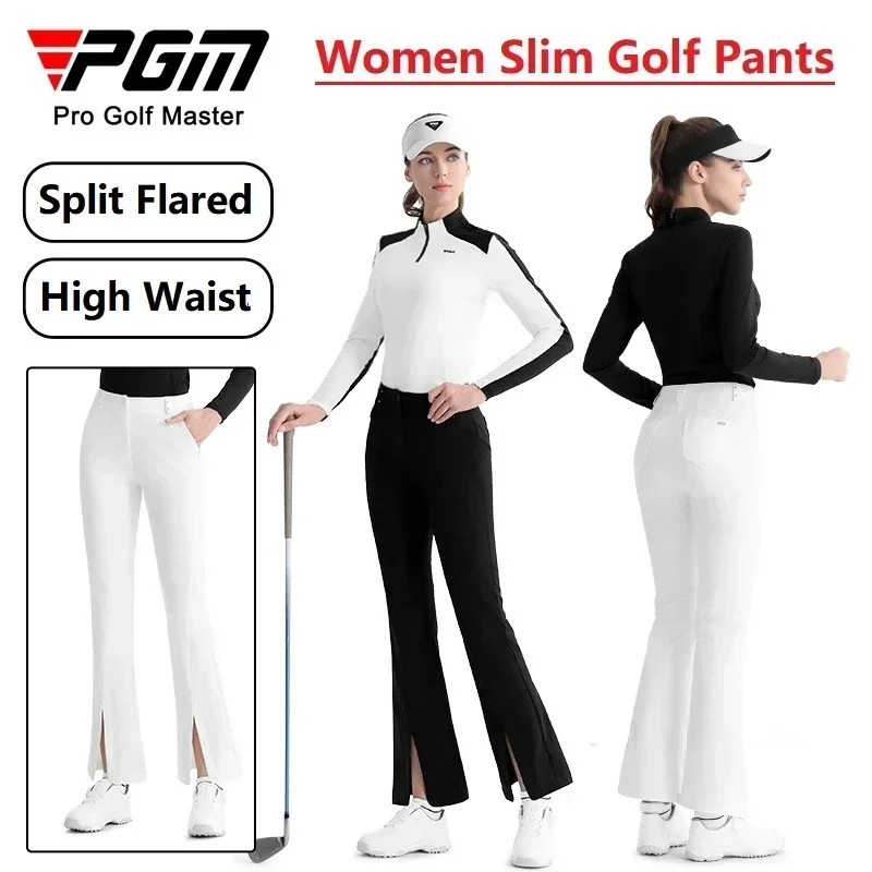 PGM New Women's Golf Pants Leisure Slimming Flare Sweatpants Fashion Split High Waist Golf Trousers Ladies Training Pants