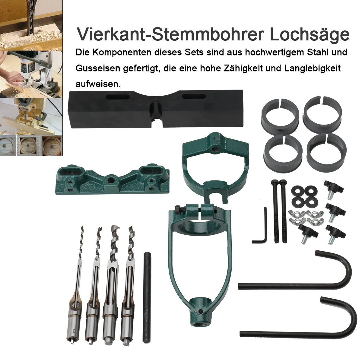 Stemmen Maschine Holzbearbeitung Einsteckschloss Zapfen Werkzeuge Bohrmaschine Locator Set für Kreise Quadratischen Loch Meißel Bohrmaschine – Detail 12